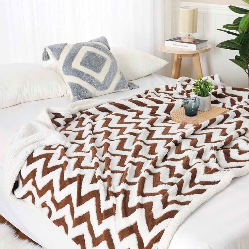 Ailemei Sherpa Fleece Throw Blanket KING SIZE 108×90